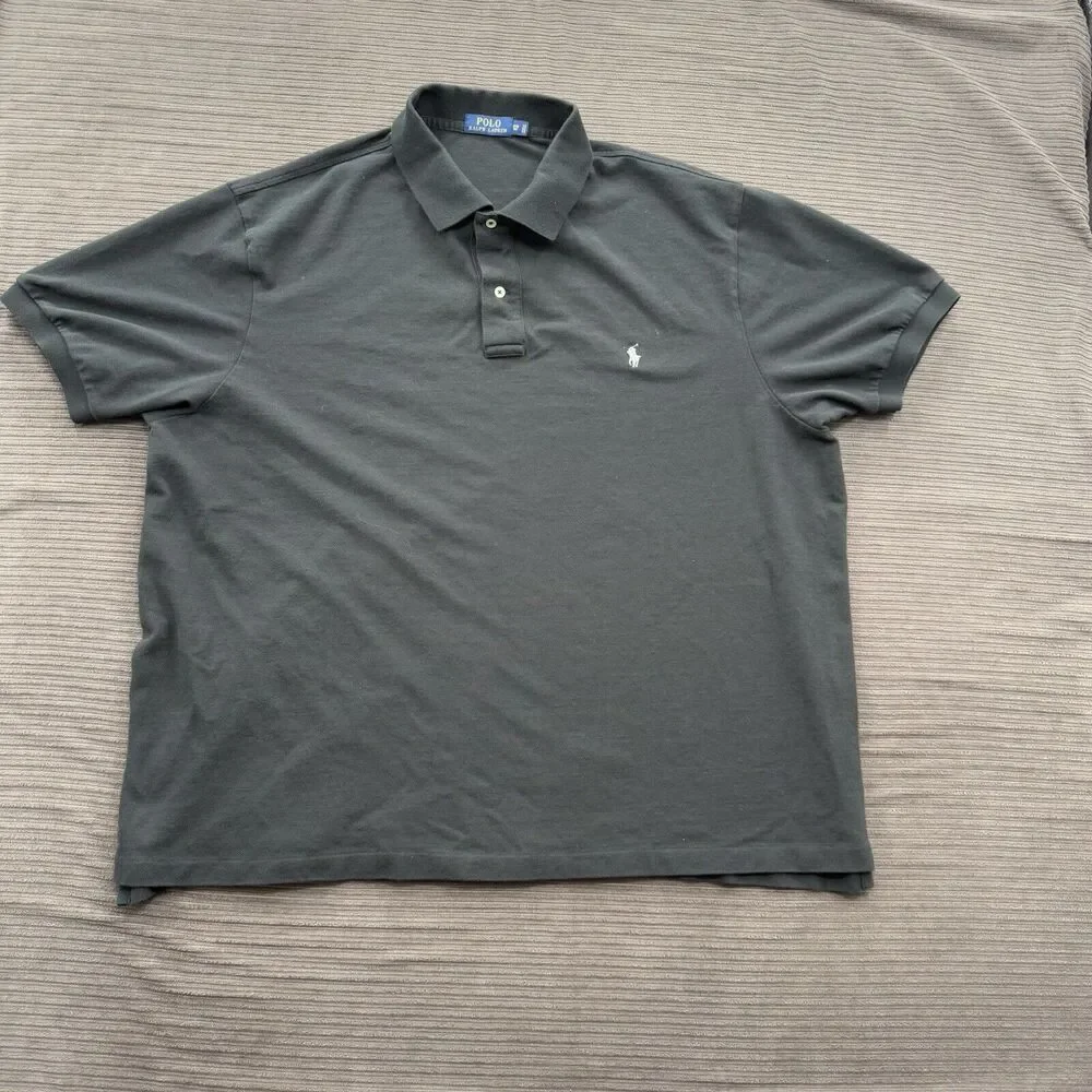 Polo‎ Ralph Lauren Polo Shirt Men 3XB Black Cotton Short Sleeve Golf Golfing.
